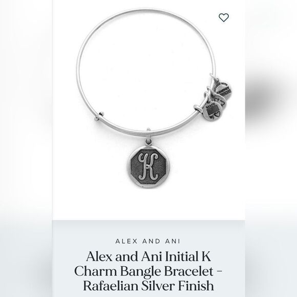 Alex and Ani Initial "K" Charm Bangle Bracelet - Rafaelian Silver - Picture 10 of 10